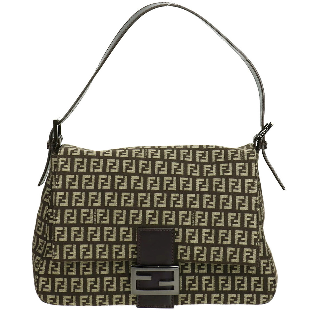 Fendi Mamma Bucket Shoulder Bag Zucchino Canvas Brown